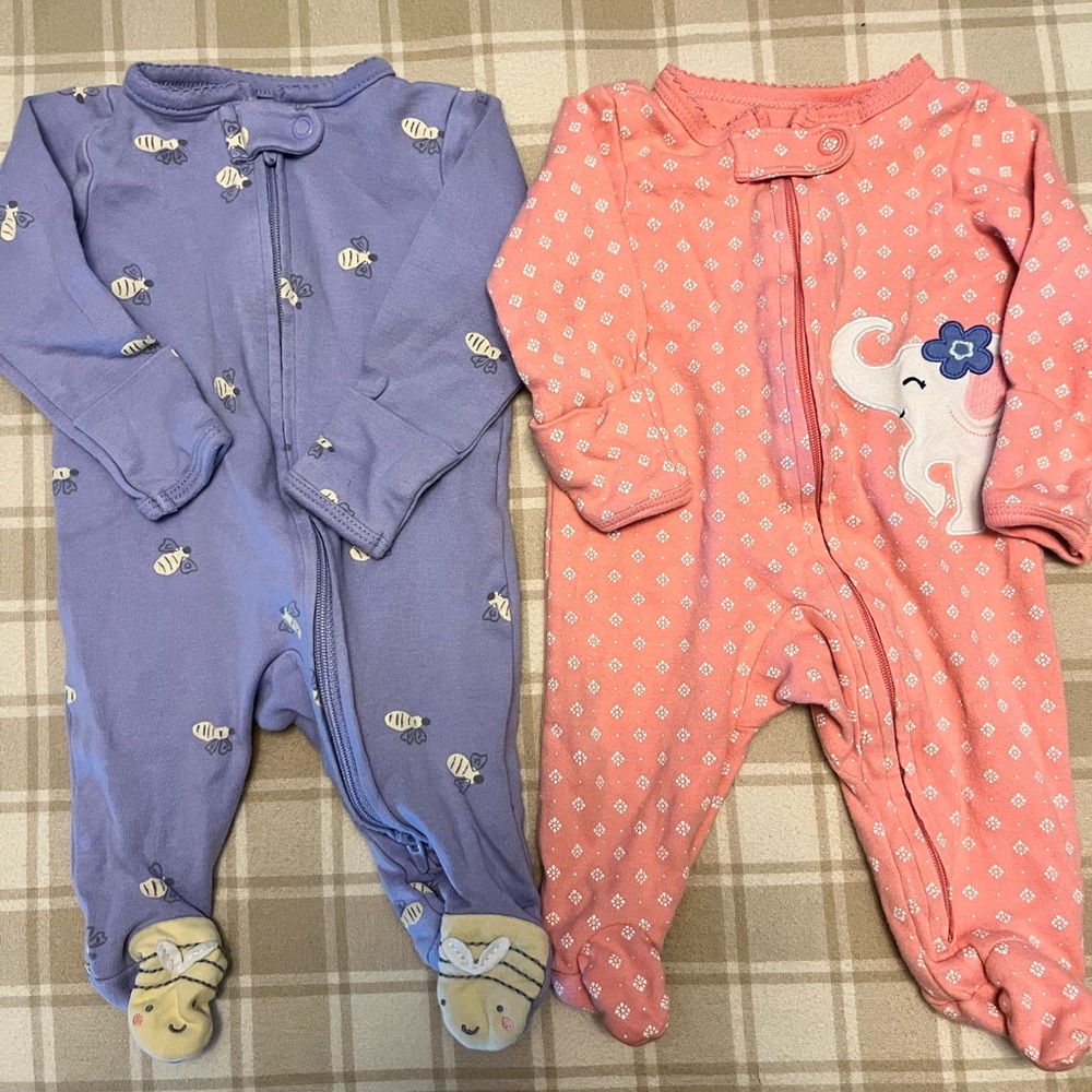 Carter's Blue and Pink Kids Footies